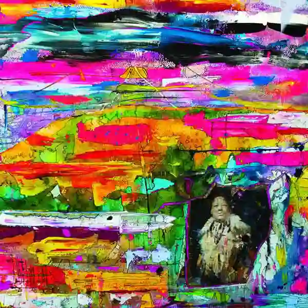 Pochette de l'album "Medicine Singers" par MEDICINE SINGERS : tableau avec des touches de couleurs