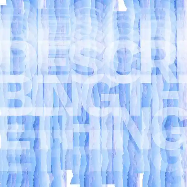 Pochette de l'album "Describing The Thing" par SHANE ASPEGREN : titre en blanc et bleu