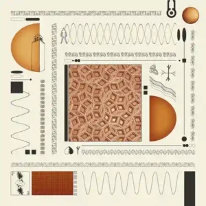 Pochette de l'album de TAROUG "Darts & Kites" avec des formes géométriques sur fond blanc