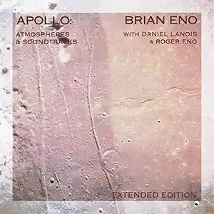 Pochette de l'album de BRIAN ENO "Apollo", des traces d'eau sur fond rose