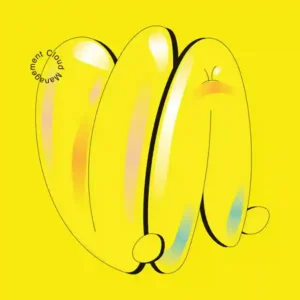 Pochette de l'album de CLOUD MANAGEMENT "V.A.", un dessin formant les lettres V et A en arrondi et en jaune