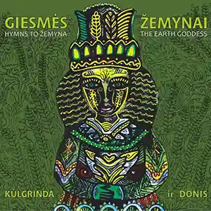 Pochette de l'album de KULGRINDA ir DONIS "Hymns to Žemyna, the Earth Goddness", une gravure d'une déesse sur fond vert