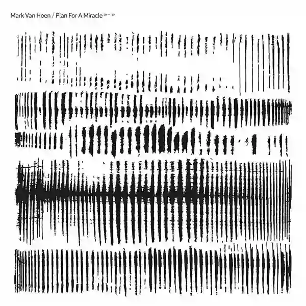 Pochette de l'album "Plan For A Miracle" par MARK VAN HOEN : image avec des traits noirs verticaux sur fond blanc