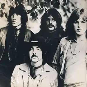 Photo en noir et blanc du groupe Pink Floyd