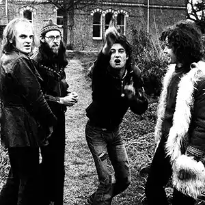 Photo en noir et blanc du groupe VAN DER GRAAF GENERATOR