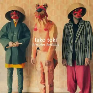 Pochette de l'album "Hirsutes Farfelus" par le groupe Tako Toki avec Etienne de la Sayette, Aurèle Gerin et Nicolas Brémaud