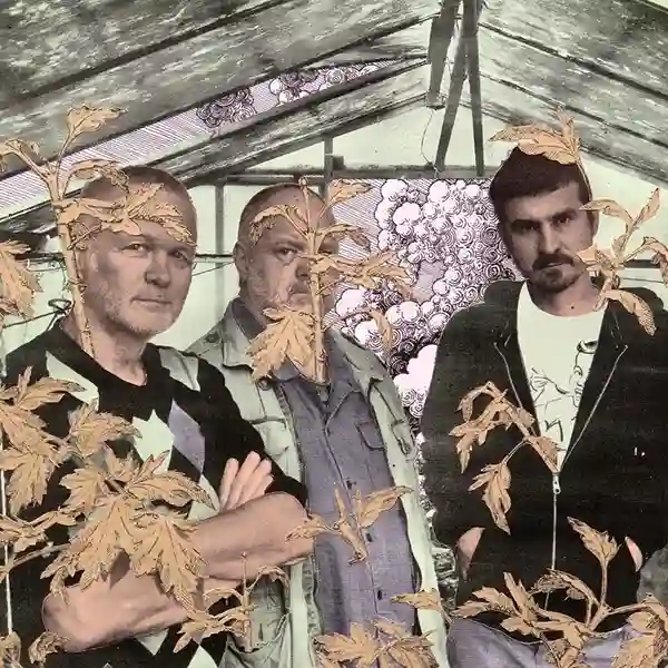 Photo du groupe Sopa Boba avec G.W. Sok (ex-chanteur de The Ex), Jean Vangeebergen (dramaturge) et Pavel Tchikov (violoncelliste),