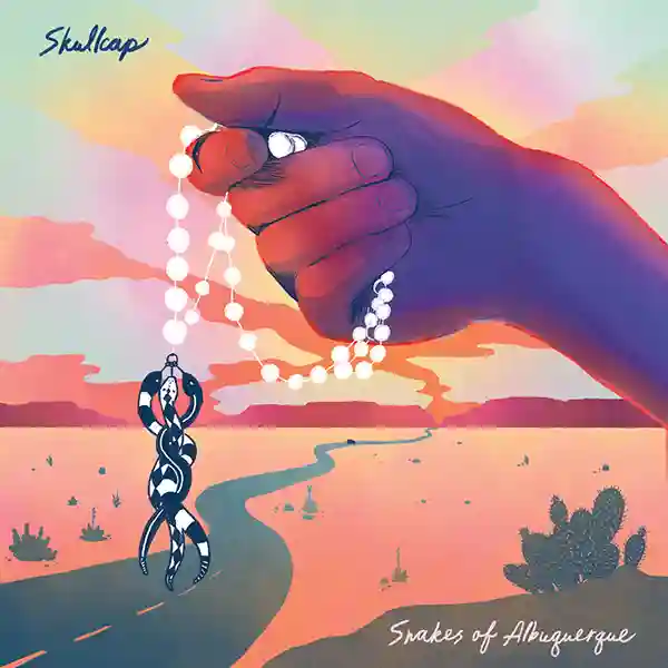 Pochette de l'album "Snakes of Albuquerque" par le groupe Skullcap avec Janel Leppin, Anthony Pirog et Mike Kuhl